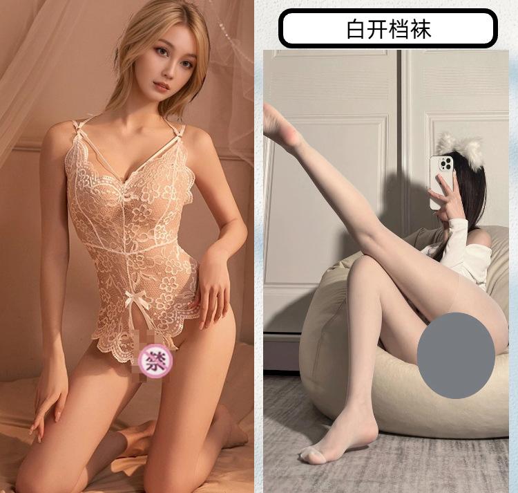 Sexy Lingerie Lace Onesie Women's Crotch Free Temptation Uniform Passion Clothes Sexy Fat Pajamas Pure Lust
