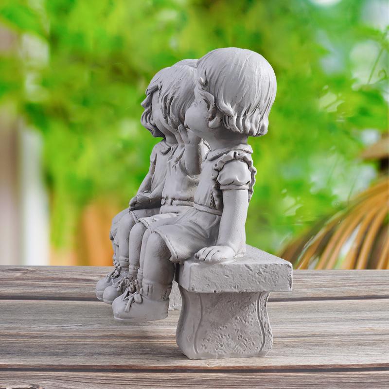 Escultura de Tres Niños en una Silla, Obra de Arte Creativa de Resina, Decoración para el Hogar, Jardín y Patio