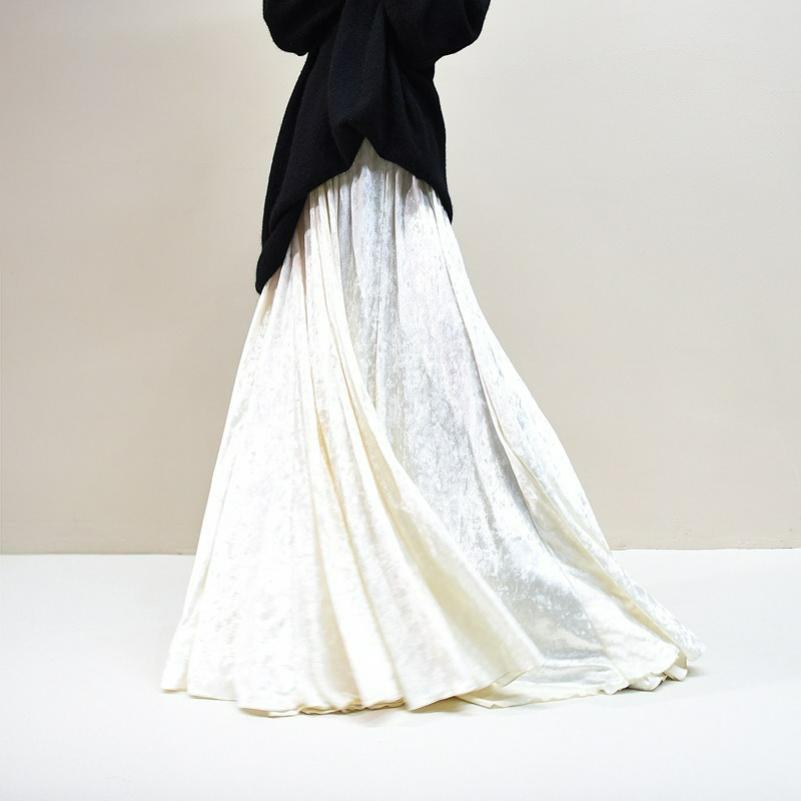 Retro Diamond Velvet Skirt Winter Mid-length Slimming Skirt Gold Velvet A-line Skirt