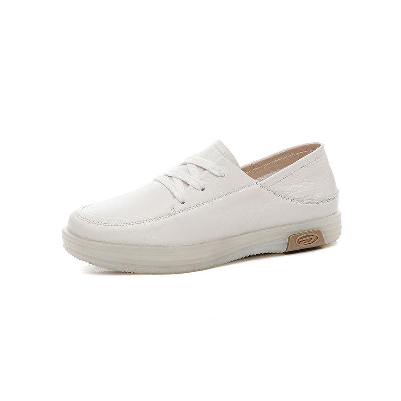 2025 summer new casual little white shoes women's soft-soled versatile lazy shoes shallow leather board shoes round head single shoes