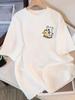 Womens Casual Cotton ShortSleeve TShirt Cute Cartoon Dog with Geometric Patterns Round Neck Top Loose and Comfortable Style