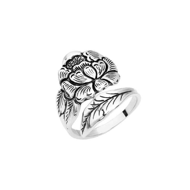 Adjustable Peony Flower Ring: Elegant, Retro, and Versatile Fashion Jewelry