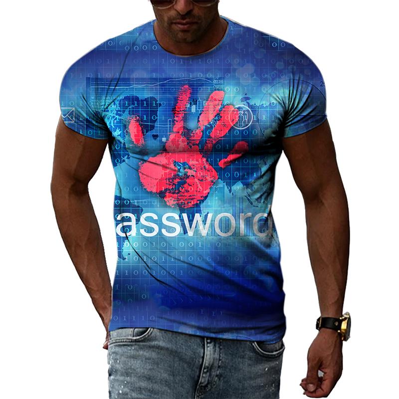 Letní móda Kreativní obrázek Pánské tričko Potištěné personalizované technologické prvky Vyrobeno v Číně Top s kulatým výstřihem a krátkým rukávem