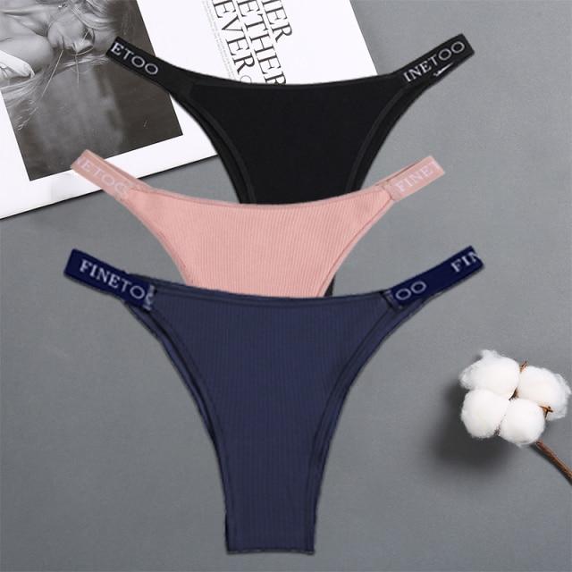 FINETOO 3PCS/Set Women's Lingerie Panties Cotton Gstring Female Underpants Sexy Letter Panties Thong Pantys Underwear Intimates