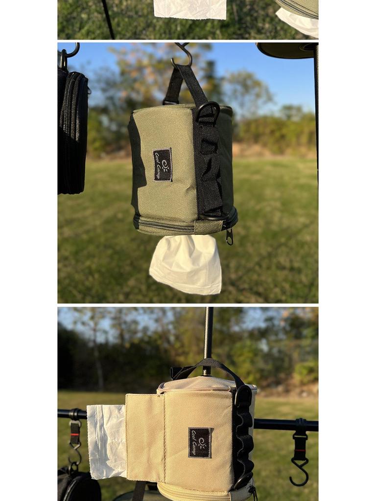 Multifunctional Outdoor Tissue Storage Bag with Light Pole Hanging Feature