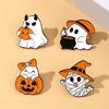 Festive Halloween White Specters Pumpkin Alloy Brooch Costume Jewelry For Parties And Celebrations