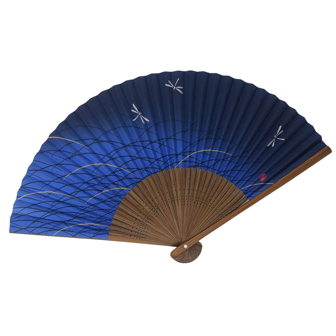 

Kimono Carved in Dragonfly [Stylish Iroha] Gentleman s Fan, Fan, Karaki, Scented, Navy,