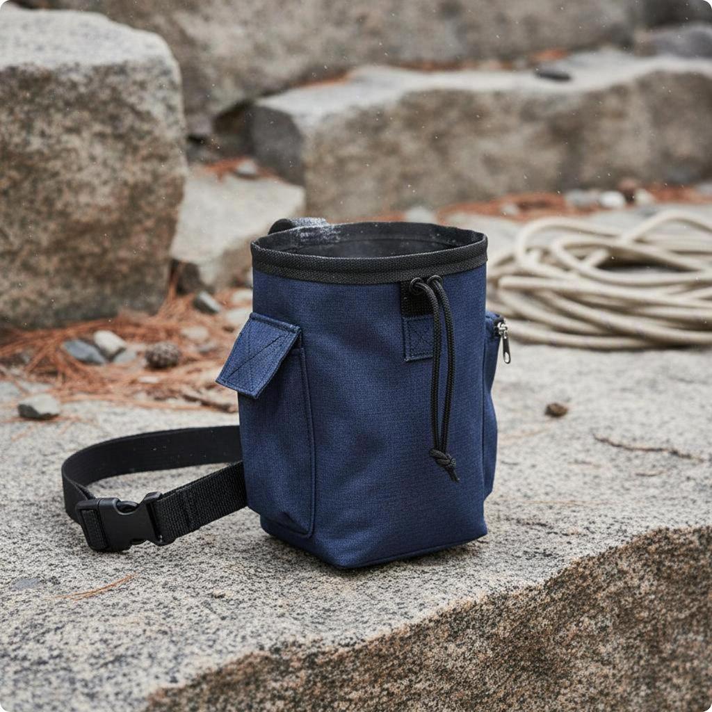 Pouch Brush Slot Climbing Chalk Bag Drawstring Closure Waist for Climbers, Weightlifters,