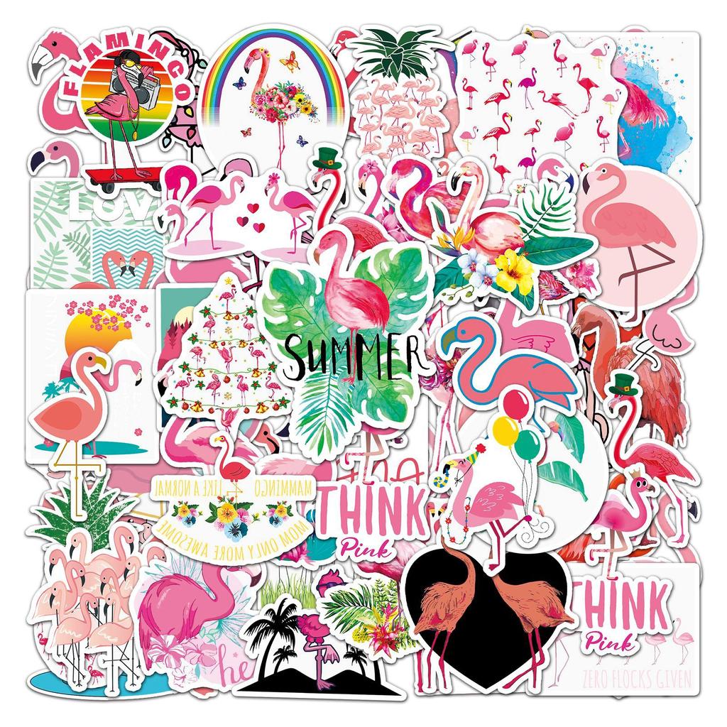 100 Flamingo Graffiti Stickers, Cartoon Animals, Decorations, Scooters, Motorcycles, Bikes, Car Stickers