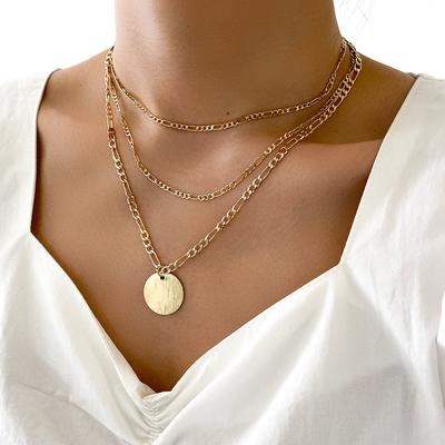 Hot-selling, Personalized and Simple Multi-layer Sequined Circle Pendant Necklace Collarbone Chain Women's Jewelry