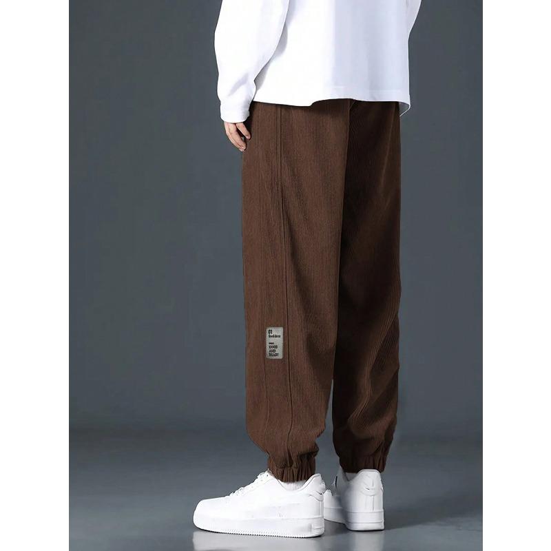 Casual sports corduroy loose trendy brand men's trousers straight multi-pocket overalls