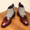 New Winter Fashion Mixed Color Patchwork Ankle Boots Men's Pointed Leather Casual Shoes Luxury Designer High Tops Zapatos Hombre