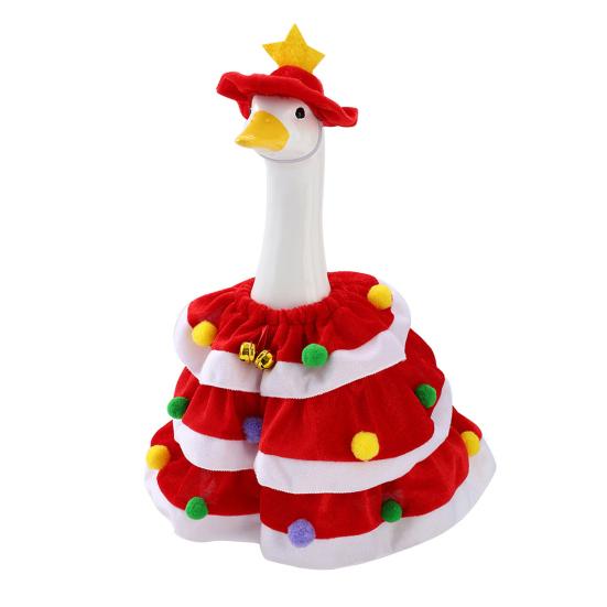 Christmas Porch Goose Clothes with Hat Festive Theme Elastic Collar Cloak Design Goose Suit Decorative Seasonal Goose Outfit