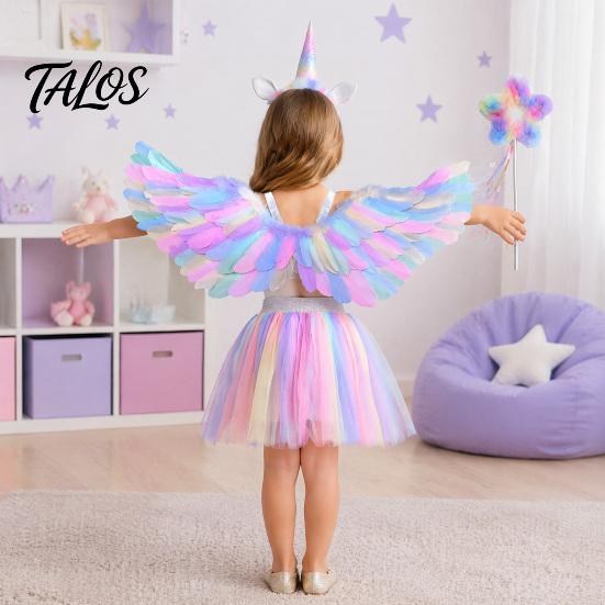 Cosplay Wings for Theatre Performances Angel Feather Kids, Colorful Wing Costume Accessory Fallen with Elastic Straps Strap Halloween Party, Cosplay,