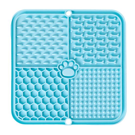 Dog Lick Mat, Pet Slow Feeder Mat with Suction Cups, Four Textured Zones, Silicone Pet Lick Mat for Dogs And Cats, Prevent Choking