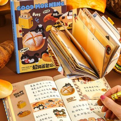 B6 Super Bread Company Series Hardcover Cartoon Notebook Dowling Paper Inner Page Office Study Hand-drawn Handbook Ledger
