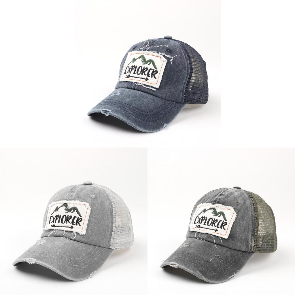 Breathable Embroidered Letter Mesh Cap With Adjustable Fit For Outdoor Sun Protection