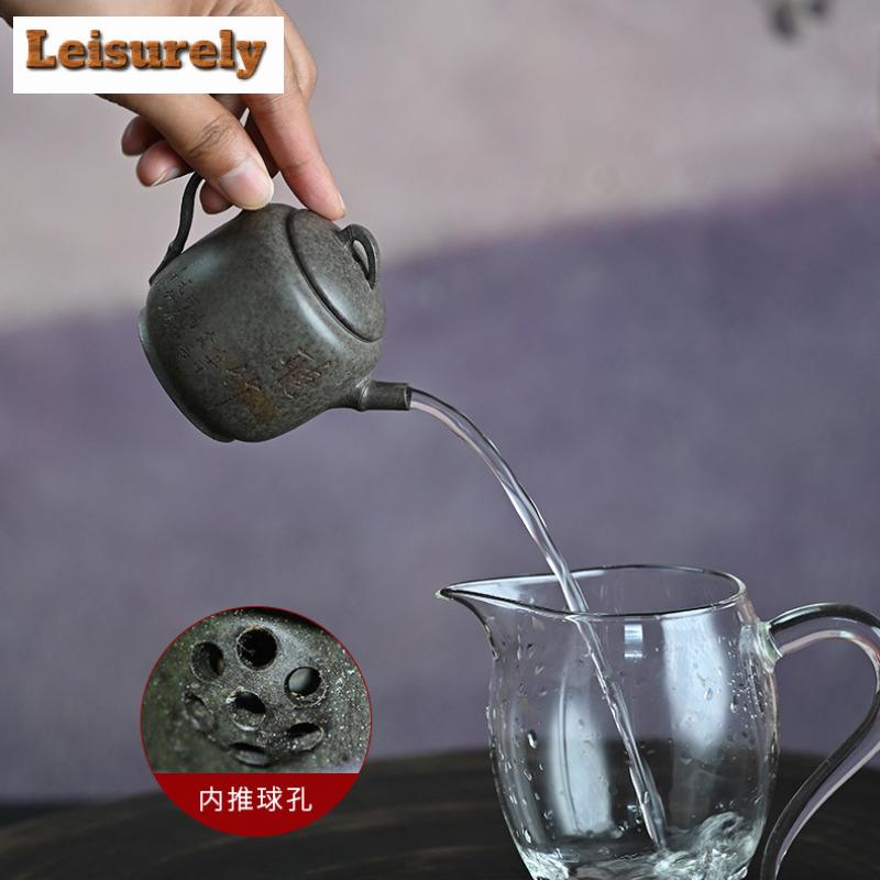 111ml Elegant Yixing Purple Clay Teapots Master Handmade Bamboo Pot Raw Ore Blooming Mud Kettle Zisha Tea Set Drinkware Supplies