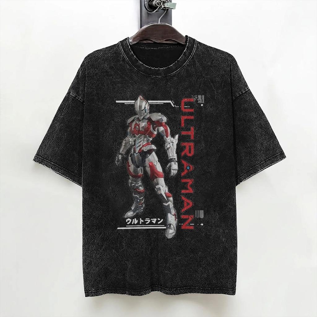 Ultraman Zero Chibi Style Kawaii Washed T Shirt Streetwear HipHop Vintage TShirts Tee Shirt for Men Women Short Sleeve Harajuku