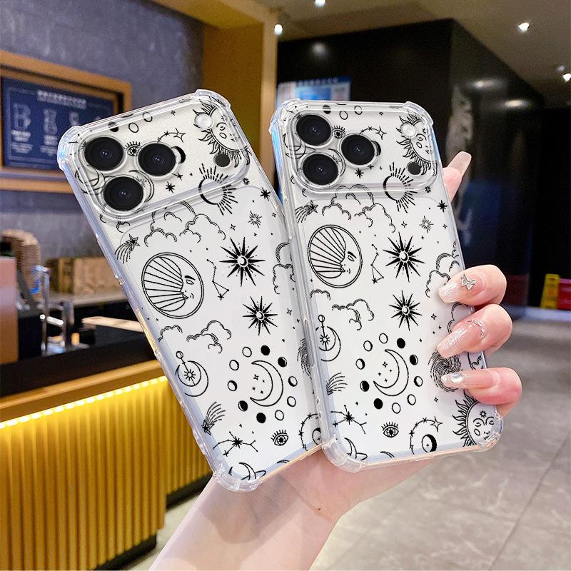 Factory Ins Wind Mysterious Starry Sky Sun Moon UV Painted Apple 15/16promax Phone Case