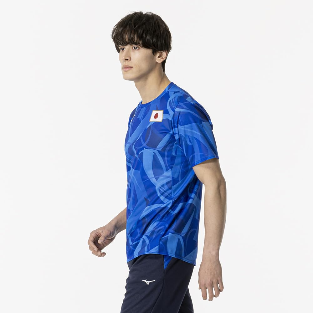 Mizuno Support T-Shirt with JAPAN Logo, Player-Inspired, Unisex, Kids' Sizes Available, MUGEN GRAPHIC 32MABPC1, Directoire Blue, Size 140