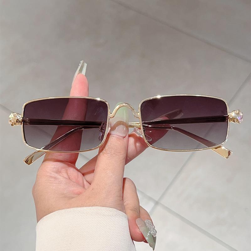 Vintage Rectangle Sunglasses Men New Fashion Classic Gradient Decorative Shades Women Ins Luxury Brand Design Sun Glasses
