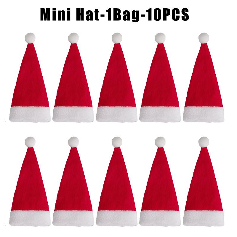 Holiday Table Setting Set Mini Santa Hat Christmas Cutlery Cover Bottle Cosy Flannel Utensil Holder Decor