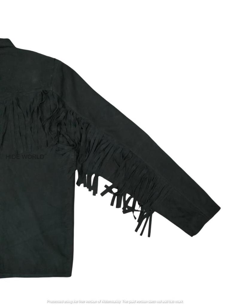 Fringed Motorcycle Leather Designer Suede Lambskin Black Handmade Jacket Men