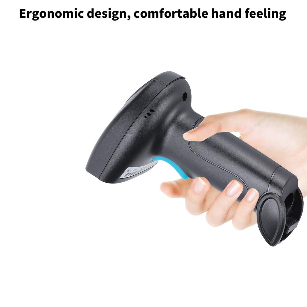 Bar Scanner Handheld 360 Rding Dustproof Waterproof Wireless QR USB Rder(Black Blue )