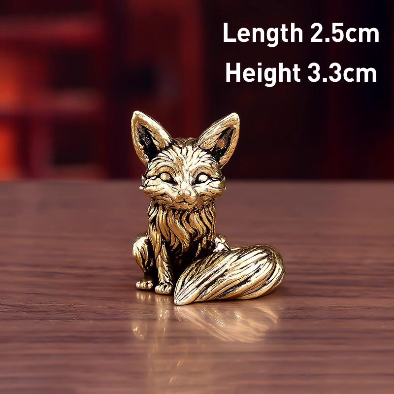 

Creative Brass Small Retro Fox Shape Ornament, Micro Landscape Tea Pet Indoor Desktop Decorations, Metal Crafts Accessories, 1Pc