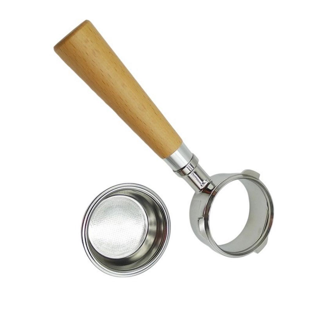 Three Ear 58mm Bottomless Portafilter Solid Wood Handle for Espresso Machines Accessories Commercial Coffee Equipment