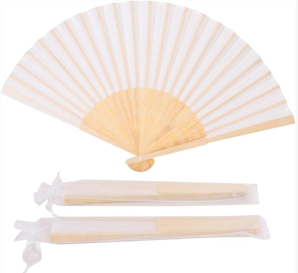 50/24pcs Paper Bamboo Folding Fans Adults Children's Calligraphy Painting Wooden Paper Folding Hand Fan Bride's Wedding Gifts