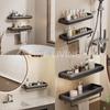 Punch-Free Gunmetal Bathroom Shelf: Wall-Mounted Storage for Vanity & Toilet