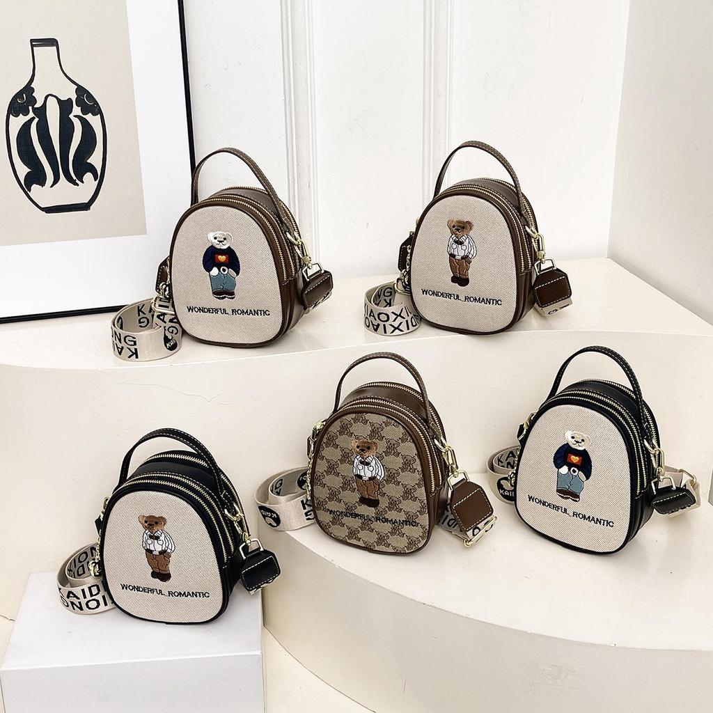 Kiki Bear 2026 Women's Embroidered Bear Crossbody Handbag