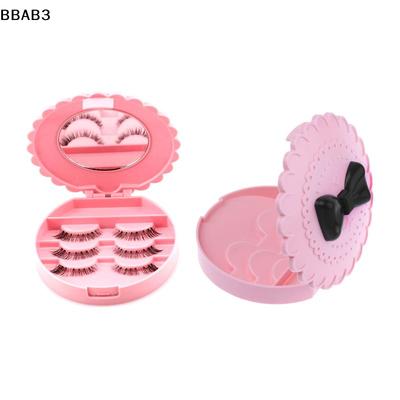 1Pcs False Eyelash Storage Box Pink Bowknot Design With Mirror Display Box Case Organizer Makeup Cosmetic Tool Gift For Women