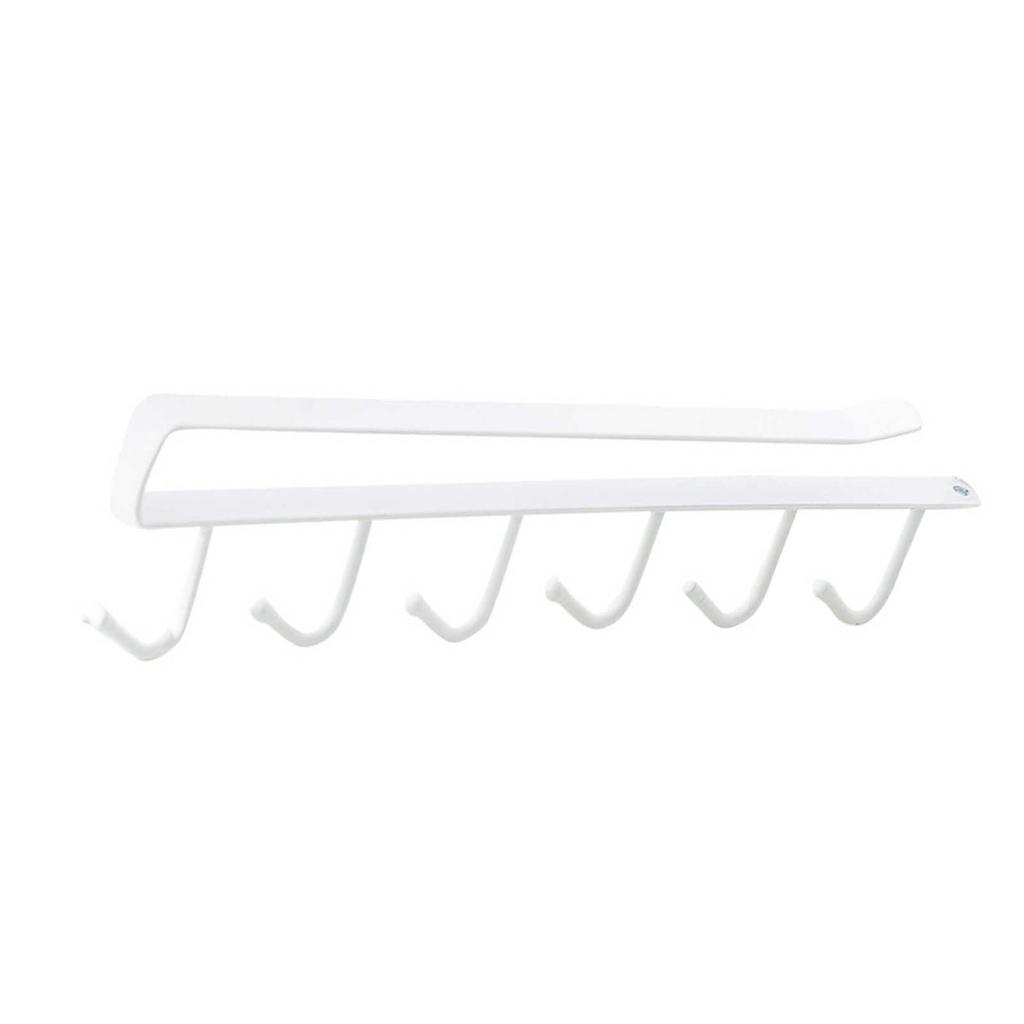 Under Cabinet Hook Multifunctional Rustproof Iron 6 Hooks Cabinet Storage Hanger for Bedroom Kitchen White