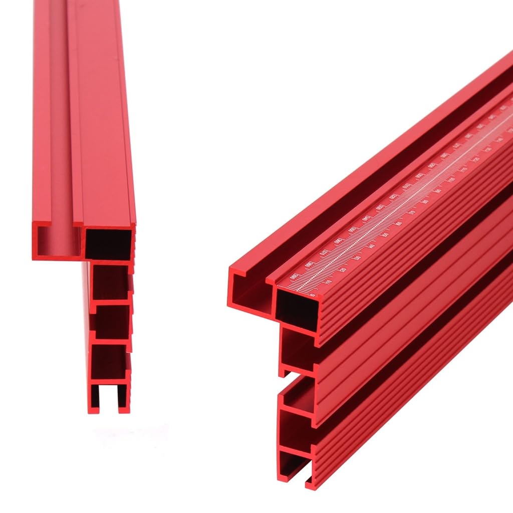 Miter Gauge Fence 75 Type Miter T-Track Aluminum Profile Fence Woodworking Miter Fence with Scale for Router Table (RED, 60cm)