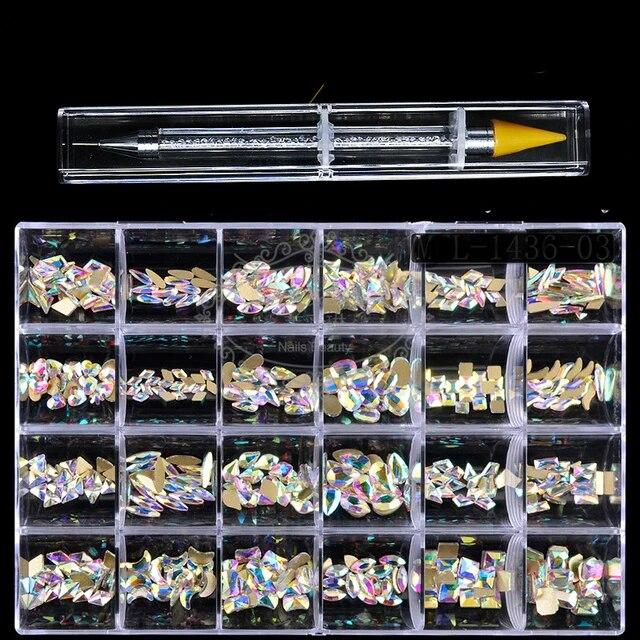 

Набор страз для ногтей, 480 шт./кор. с одним ПК, кристаллы в виде точечной ручки AB, стразы «сделай сам», с золотым дном, стеклянные камни для аксессуаров для дизайна ногтей слоновая кость