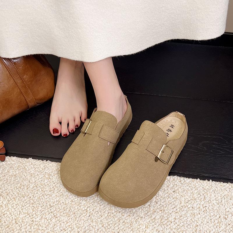 

Support non-slip soft-soled women s shoes retro one-pedal shoes fashionable soft-soled bag head half-drag single shoes 41