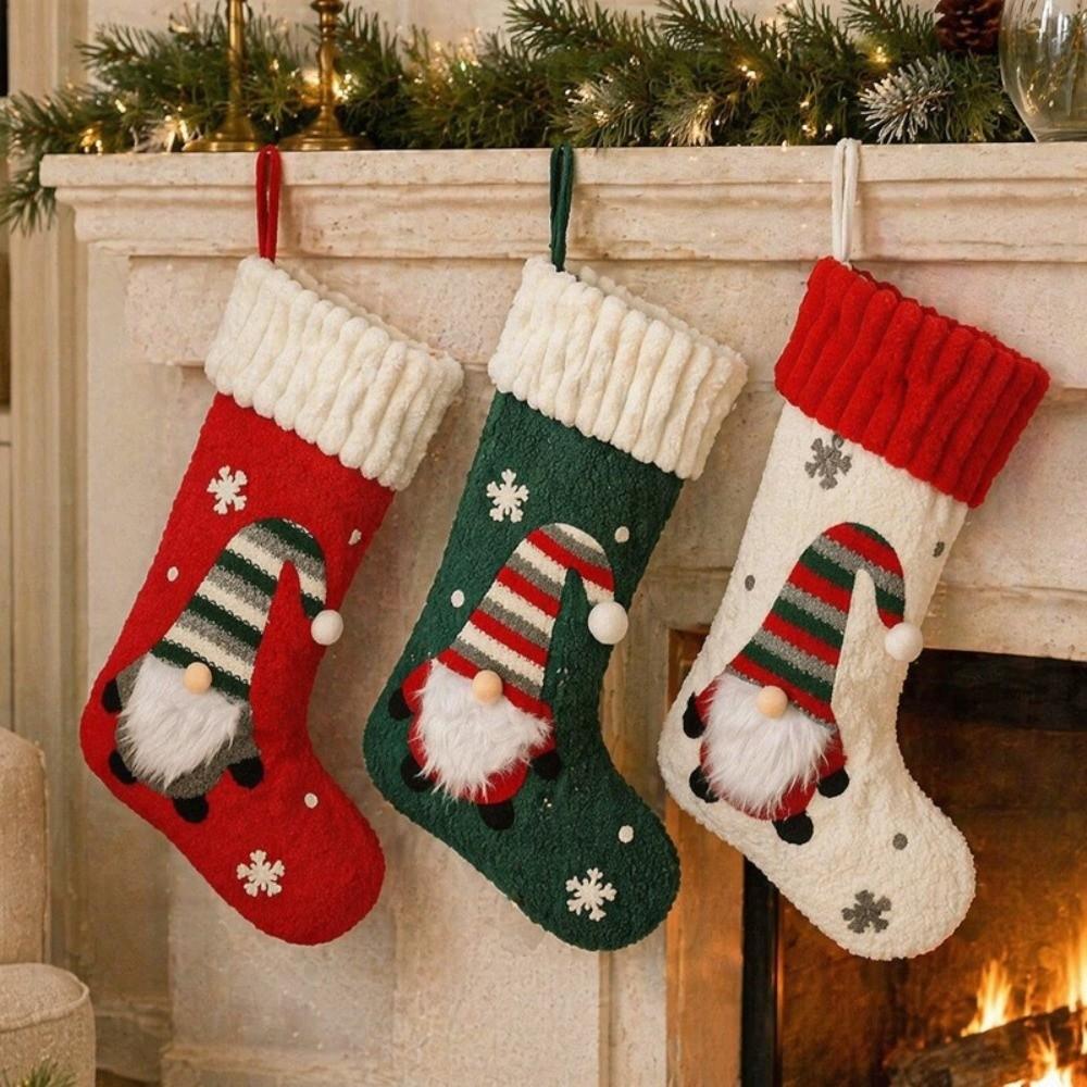 Hanging Loop Plush Christmas Stocking Christmas Stocking Gift Bag Fireplace Holiday Decor