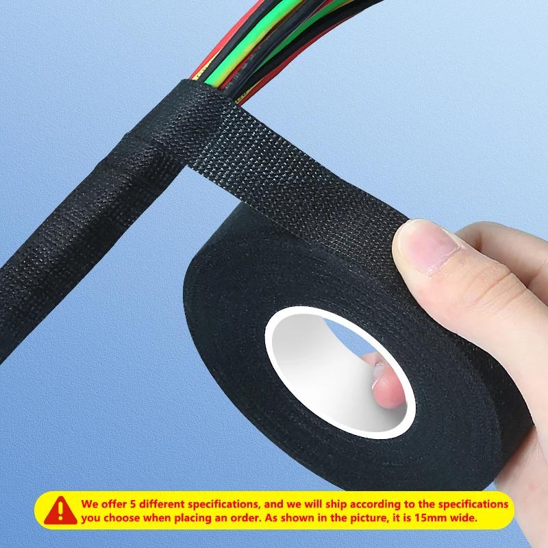 

High Temperature Wire Harness Cloth Tape Automotive Cable Loom Heatproof Fabric Adhesive Tape for Engine Electrical Insulation 9 mm&10 m чёрный