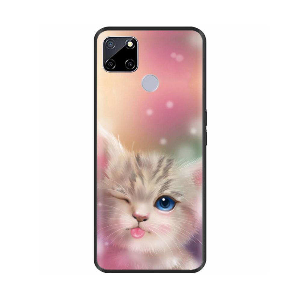 For Realme C25 Case C25s Soft Cute Cover for OPPO Realme C25Y C21Y Silicone Black TPU Phone Case For OPPO Realme C21 Flower Capa