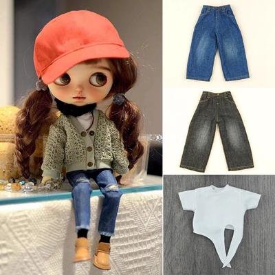 Casual Wear Cute T-Shirt Vest Handmade Fashion Jeans Trousers DIY Accessories Kids Toys for Licca Ob24/26/27 Doll
