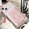 Full screen Pink Floral fragments For Magsafe wallet Magnetic Card holder Phone Case For iPhone 16 13 15 14 17 Pro Max 16E Cover