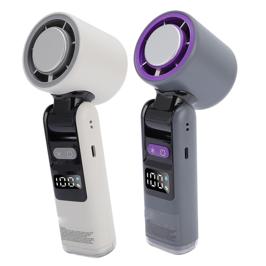 Handheld Fan Digital Display High Speed Turbine Ice Cooling Fan Foldable Fan with Light for Travel O