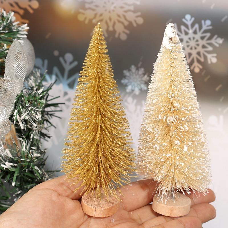 9~27 Stück(9 Teile / satz) Kleiner Weihnachtsbaum Zeder Kiefer Sisal Ornament Künstliche Simulation Mini Weihnachten Feiertagsparty Innendekoration