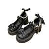 French Mary Jane small leather shoes women's 2025 new summer heightening bow with skirt thick heel high heel single shoes