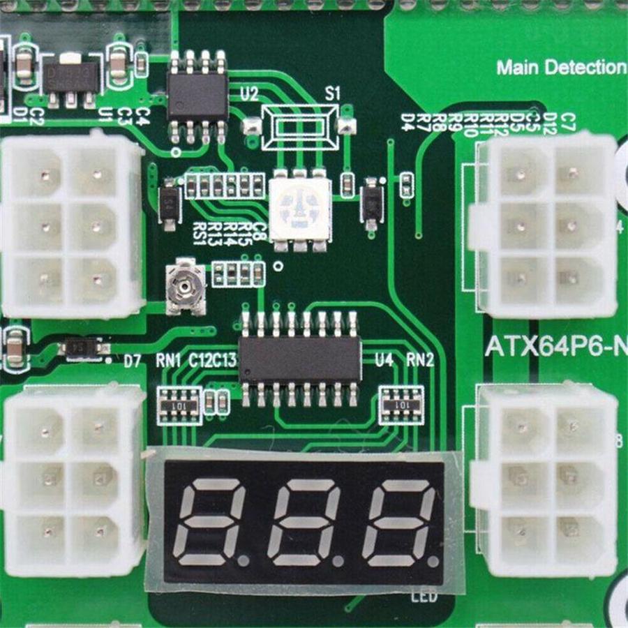 For HP PSU GPU 6 PIN 1600W Mining Power DPS-1200FB 12 Ports Breakout Board Green