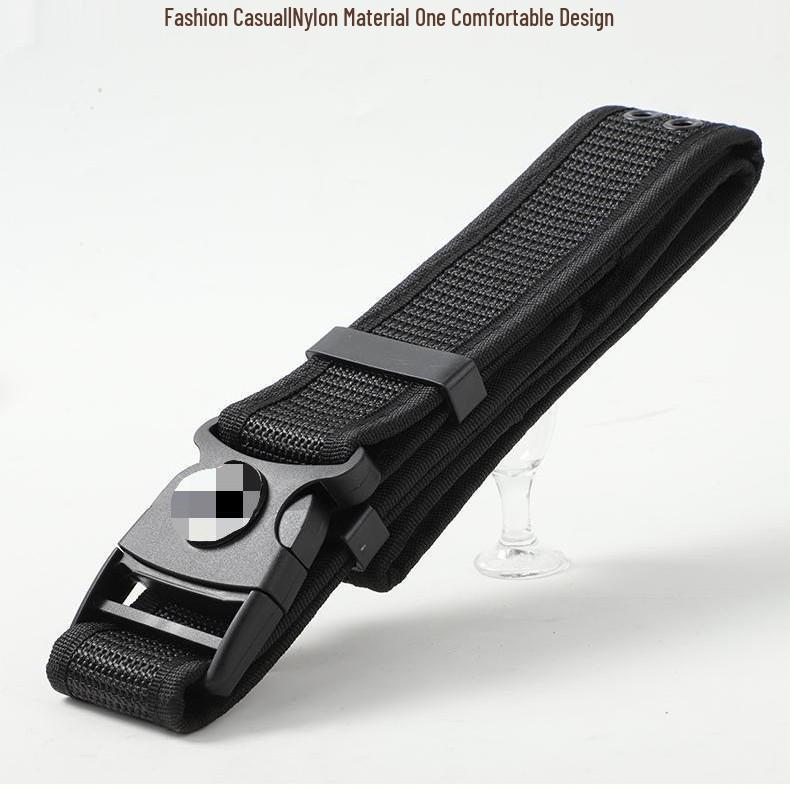 Adjustable Universal Woven Security Belt for Men & Women - Black Canvas