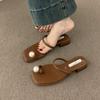 Retro Versatile Pearl Set Toe with Low Heel Evening Slippers Women's Summer Wear 2025 New Sandals Sandals